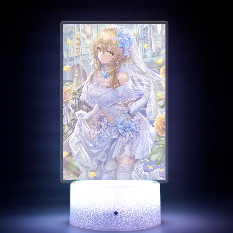 Genshin Impact Acrylic Night Light 16 Color-changing USB Interface Box Set 19X7X4CM white base