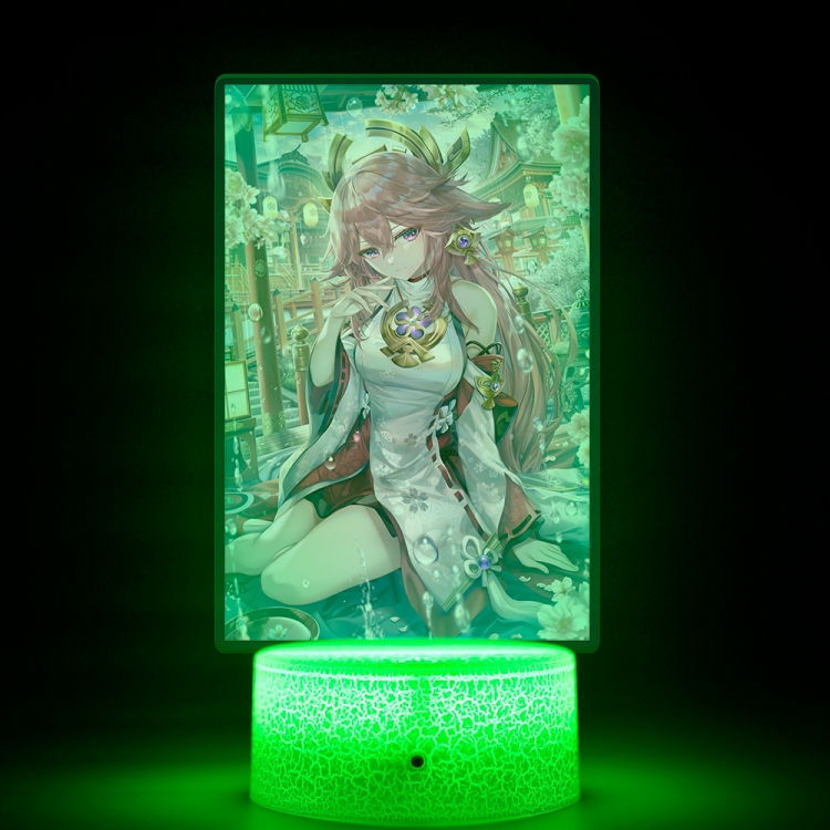 Genshin Impact Acrylic Night Light 16 Color-changing USB Interface Box Set 19X7X4CM white base