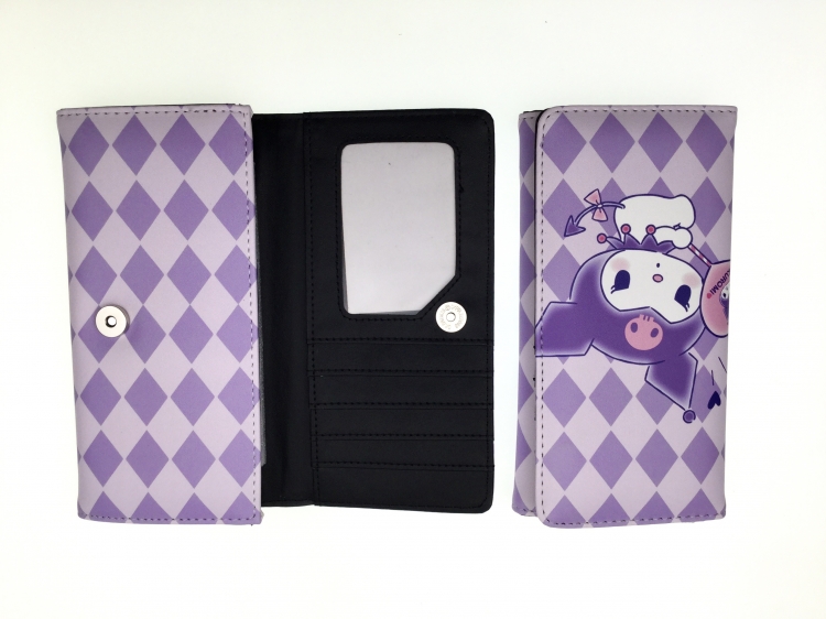 Kuromi cartoon full color button PU long wallet