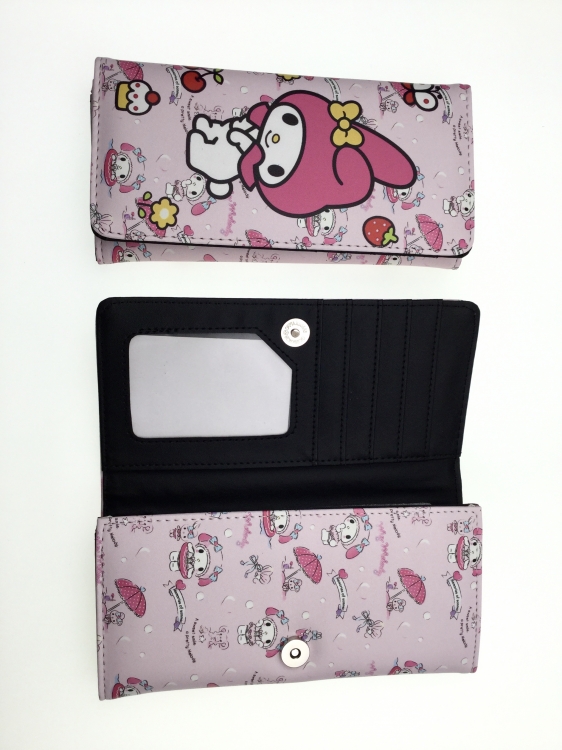 melody cartoon full color button PU long wallet