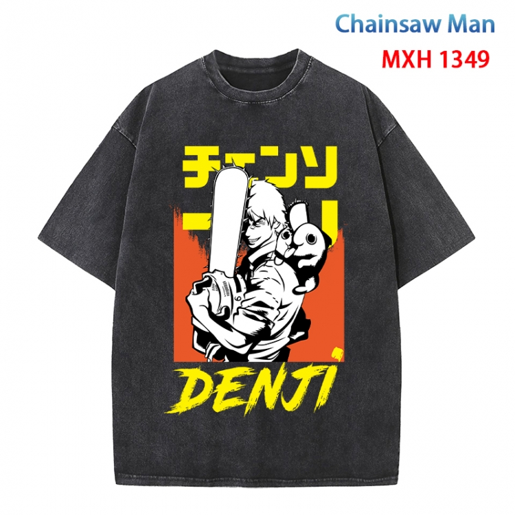 Chainsaw man Anime peripheral pure cotton washed and worn T-shirt from S to 4XL  MXH 1349