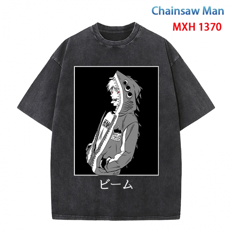 Chainsaw man Anime peripheral pure cotton washed and worn T-shirt from S to 4XL  MXH 1370