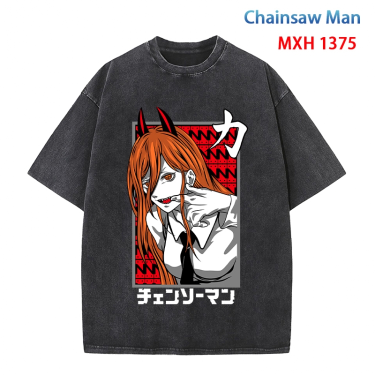 Chainsaw man Anime peripheral pure cotton washed and worn T-shirt from S to 4XL MXH 1375