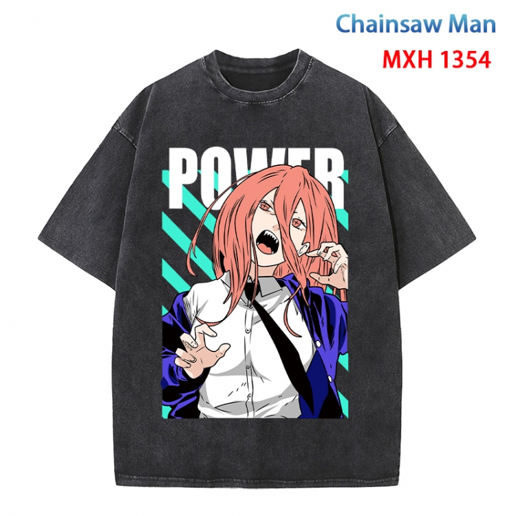 Chainsaw man Anime peripheral pure cotton washed and worn T-shirt from S to 4XL  MXH 1354