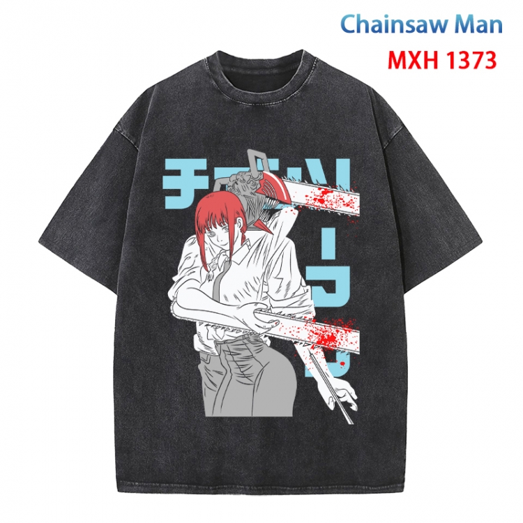 Chainsaw man Anime peripheral pure cotton washed and worn T-shirt from S to 4XL MXH 1373