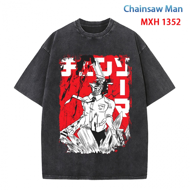 Chainsaw man Anime peripheral pure cotton washed and worn T-shirt from S to 4XL  MXH 1352