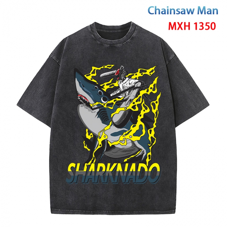 Chainsaw man Anime peripheral pure cotton washed and worn T-shirt from S to 4XL MXH 1350