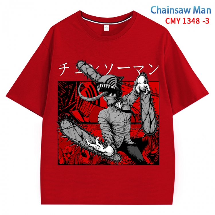 Chainsaw man Anime Surrounding New Pure Cotton T-shirt from S to 4XL  CMY 1348 3