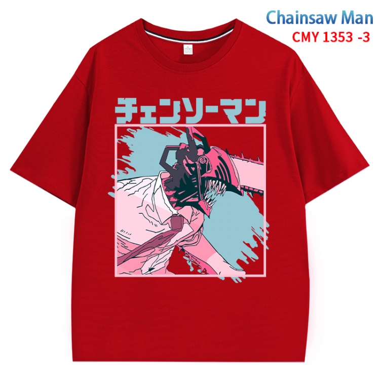 Chainsaw man Anime Surrounding New Pure Cotton T-shirt from S to 4XL  CMY 1353 3