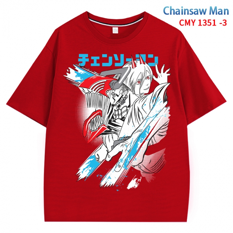 Chainsaw man Anime Surrounding New Pure Cotton T-shirt from S to 4XL CMY 1351 3