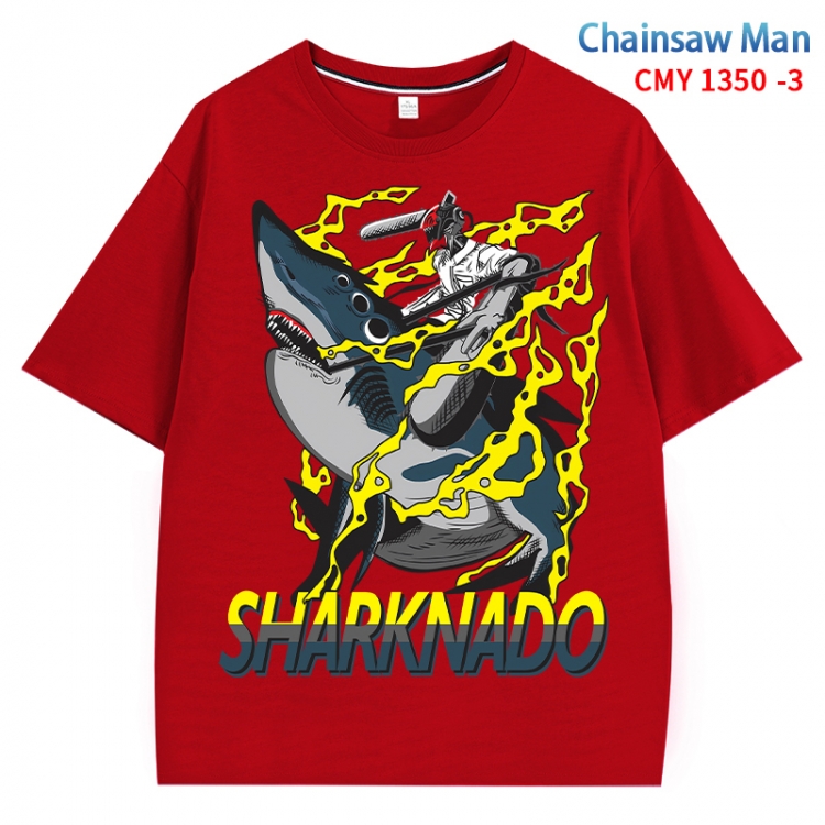 Chainsaw man Anime Surrounding New Pure Cotton T-shirt from S to 4XL CMY 1350 3