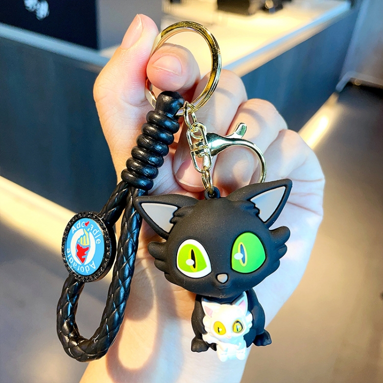 Black Cat Anime Surrounding 3D Car Keychain Bag Hanging Accessories  price for 5 pcs