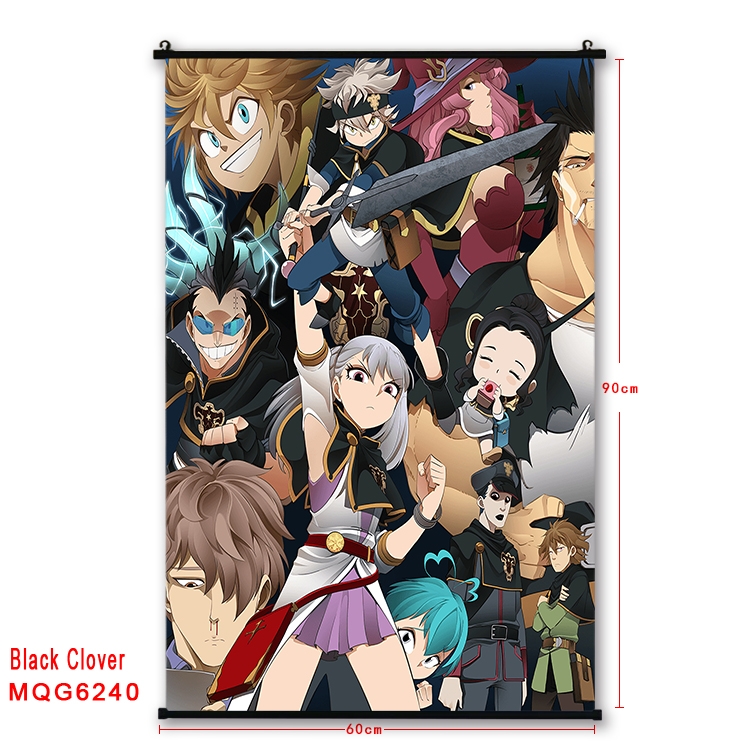 Black Clover Anime black Plastic rod Cloth painting Wall Scroll 60X90CM  MQG-6240