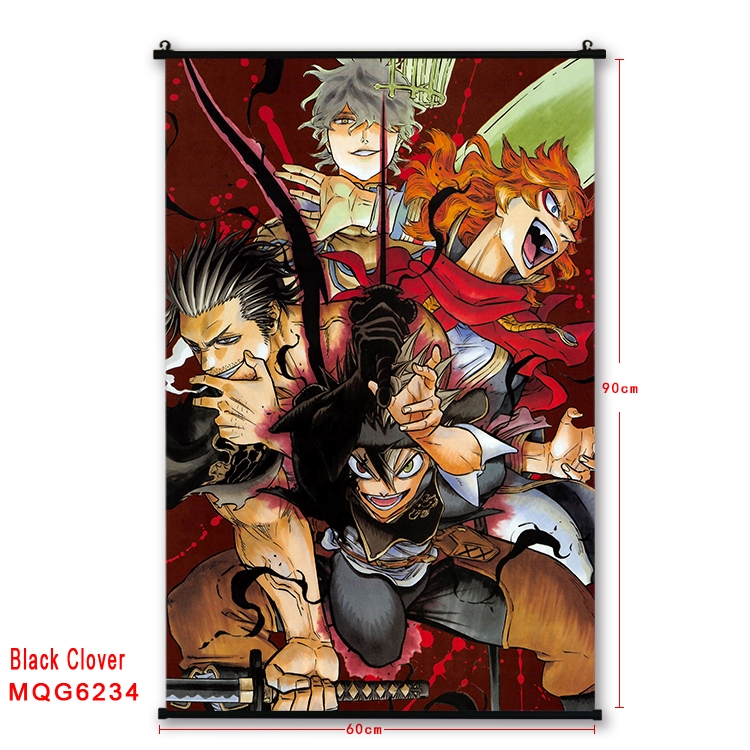 Black Clover Anime black Plastic rod Cloth painting Wall Scroll 60X90CM MQG-6234