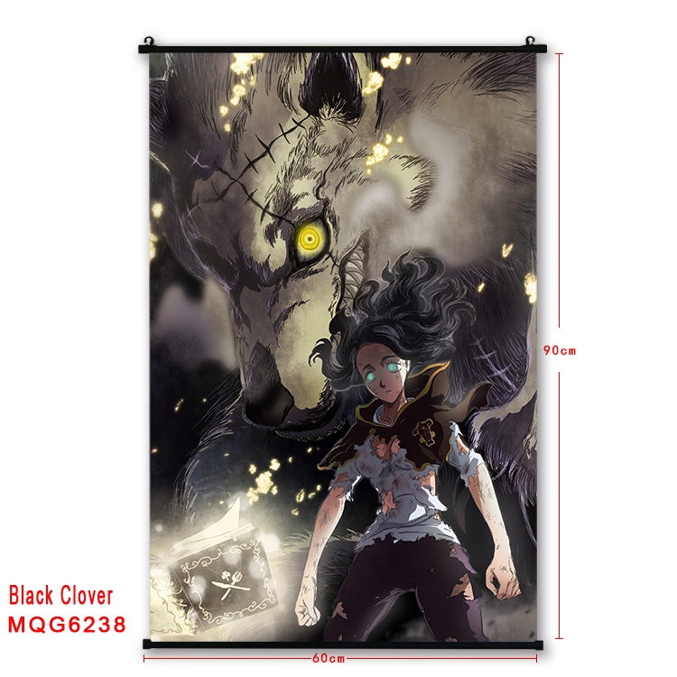 Black Clover Anime black Plastic rod Cloth painting Wall Scroll 60X90CM  MQG-6238