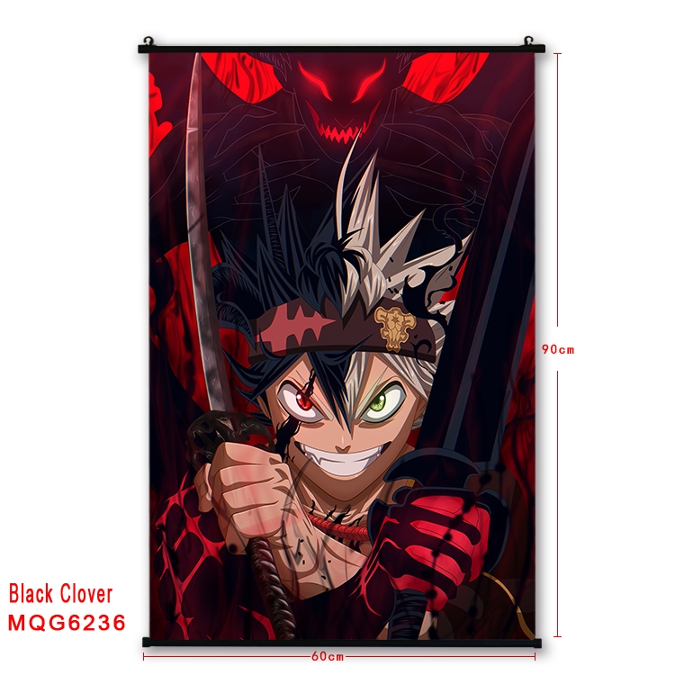 Black Clover Anime black Plastic rod Cloth painting Wall Scroll 60X90CM  MQG-6236