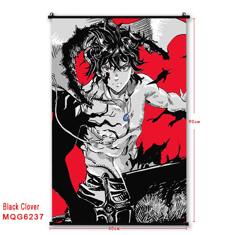 Black Clover Anime black Plastic rod Cloth painting Wall Scroll 60X90CM MQG-6237