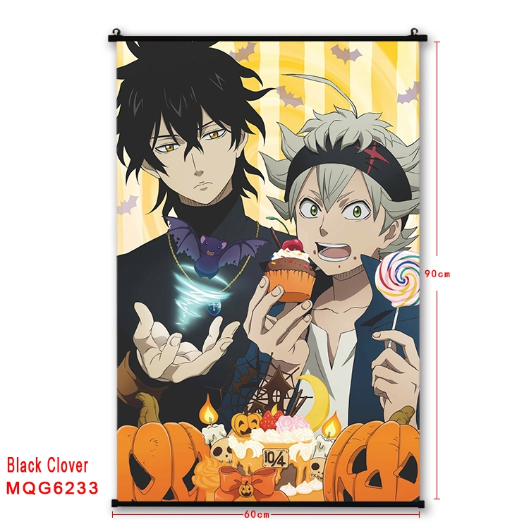 Black Clover Anime black Plastic rod Cloth painting Wall Scroll 60X90CM MQG-6233