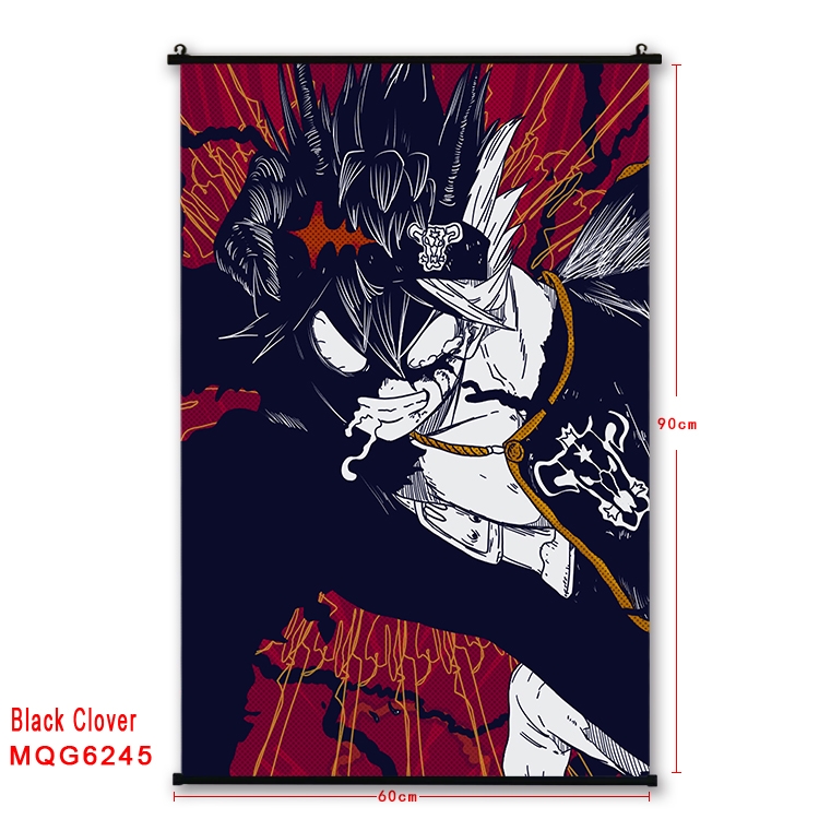 Black Clover Anime black Plastic rod Cloth painting Wall Scroll 60X90CM MQG-6245