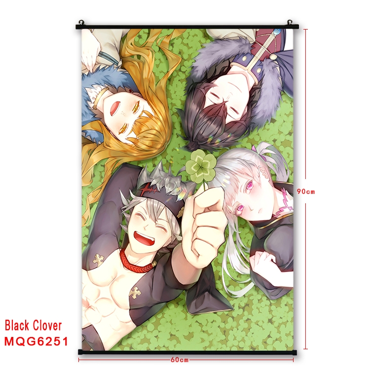 Black Clover Anime black Plastic rod Cloth painting Wall Scroll 60X90CM MQG-6251