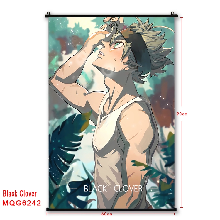 Black Clover Anime black Plastic rod Cloth painting Wall Scroll 60X90CM MQG-6242