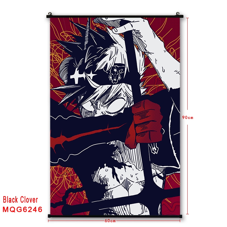 Black Clover Anime black Plastic rod Cloth painting Wall Scroll 60X90CM MQG-6246