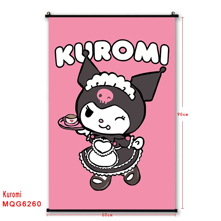 Kuromi cartoon  black Plastic rod Cloth painting Wall Scroll 60X90CM MQG-6260