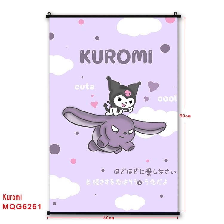 Kuromi cartoon  black Plastic rod Cloth painting Wall Scroll 60X90CM MQG-6261