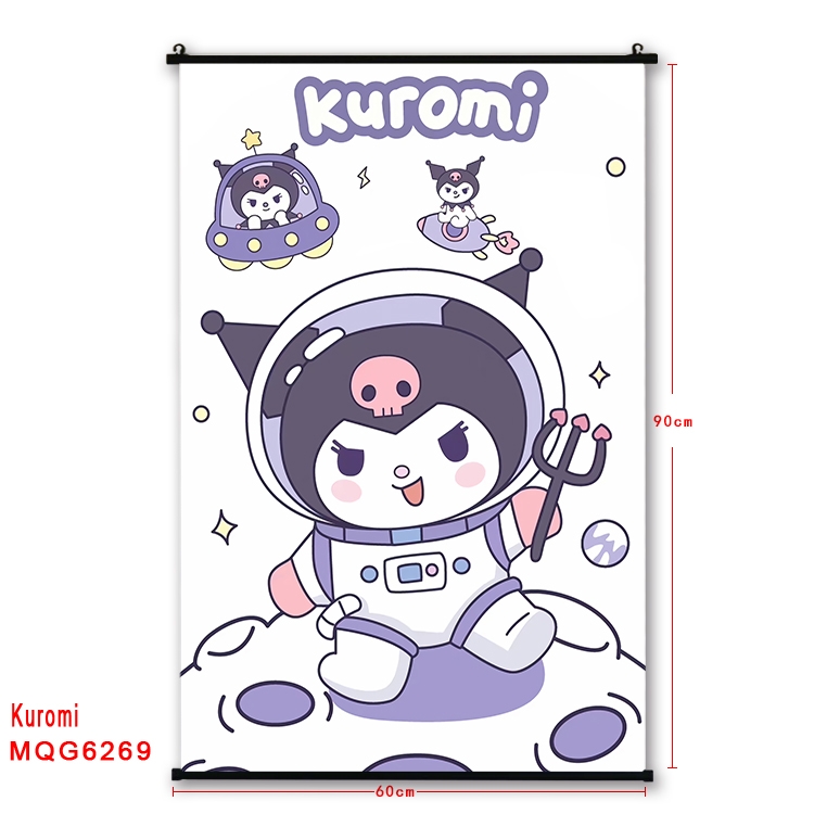 Kuromi cartoon  black Plastic rod Cloth painting Wall Scroll 60X90CM MQG-6269