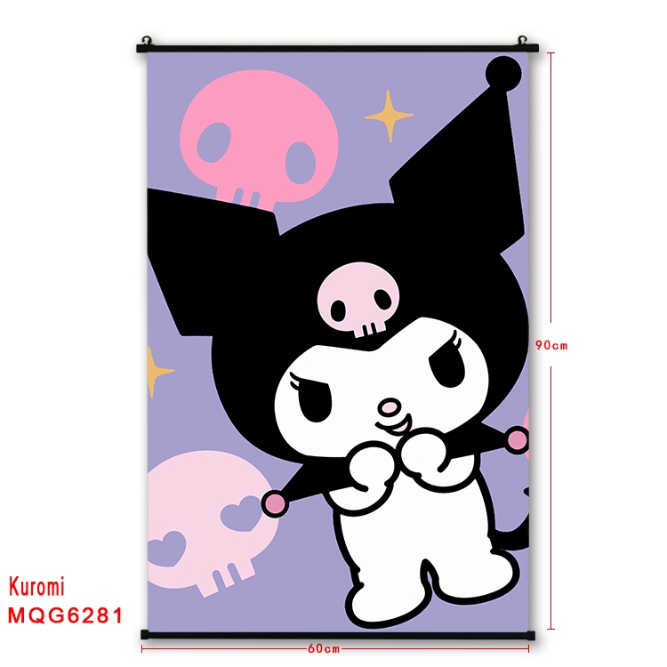 Kuromi cartoon  black Plastic rod Cloth painting Wall Scroll 60X90CM MQG-6281