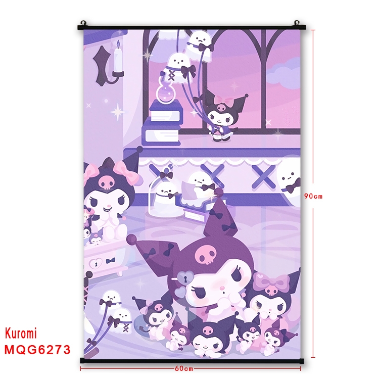 Kuromi cartoon  black Plastic rod Cloth painting Wall Scroll 60X90CM MQG-6273