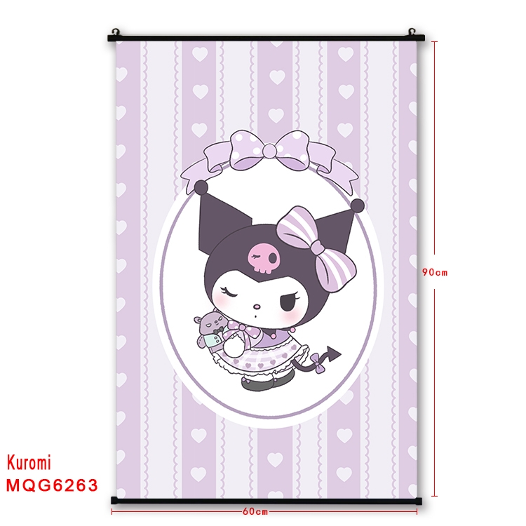 Kuromi cartoon  black Plastic rod Cloth painting Wall Scroll 60X90CM MQG-6263