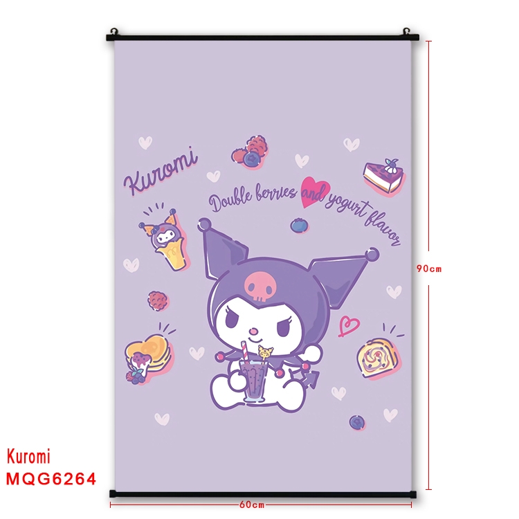 Kuromi cartoon  black Plastic rod Cloth painting Wall Scroll 60X90CM MQG-6264