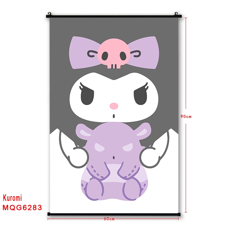 Kuromi cartoon  black Plastic rod Cloth painting Wall Scroll 60X90CM MQG-6283