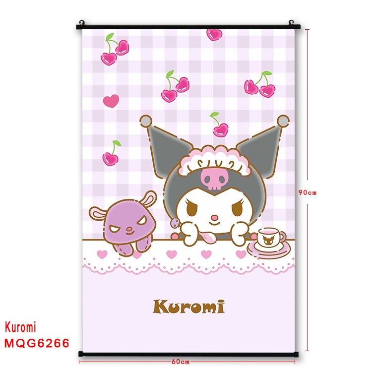 Kuromi cartoon  black Plastic rod Cloth painting Wall Scroll 60X90CM MQG-6266