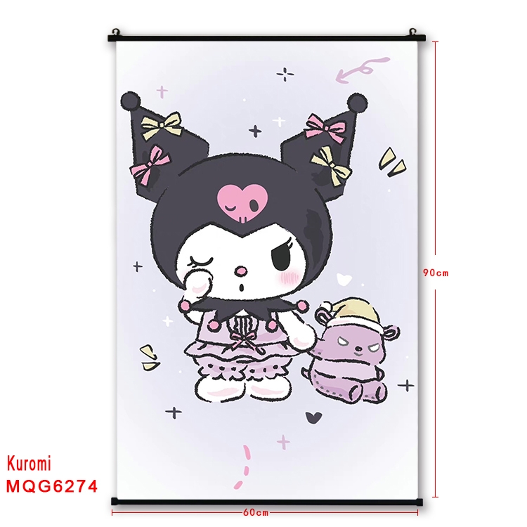 Kuromi cartoon  black Plastic rod Cloth painting Wall Scroll 60X90CM MQG-6274