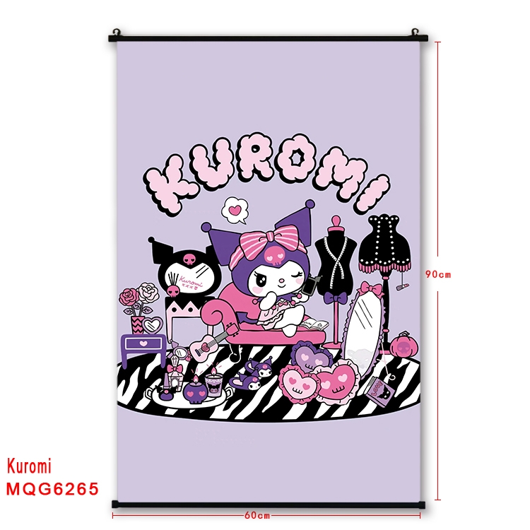 Kuromi cartoon  black Plastic rod Cloth painting Wall Scroll 60X90CM MQG-6265