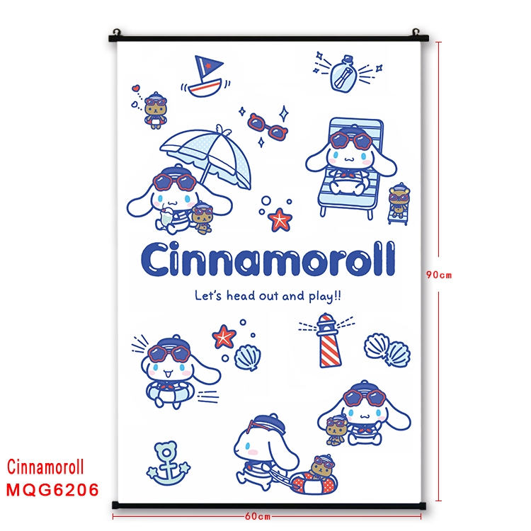 Cinnamoroll cartoon black Plastic rod Cloth painting Wall Scroll 60X90CM MQG-6206
