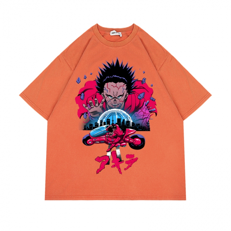 Akira Anime Surrounding Direct Spray Technology Colorful Wash Short Sleeve T-shirt from S to 2XL