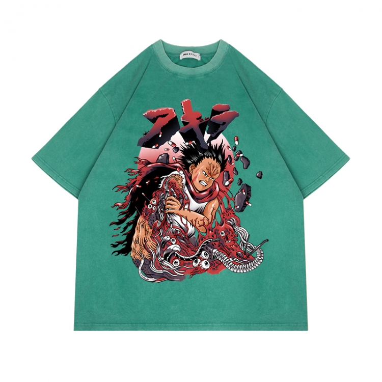 Akira Anime Surrounding Direct Spray Technology Colorful Wash Short Sleeve T-shirt from S to 2XL