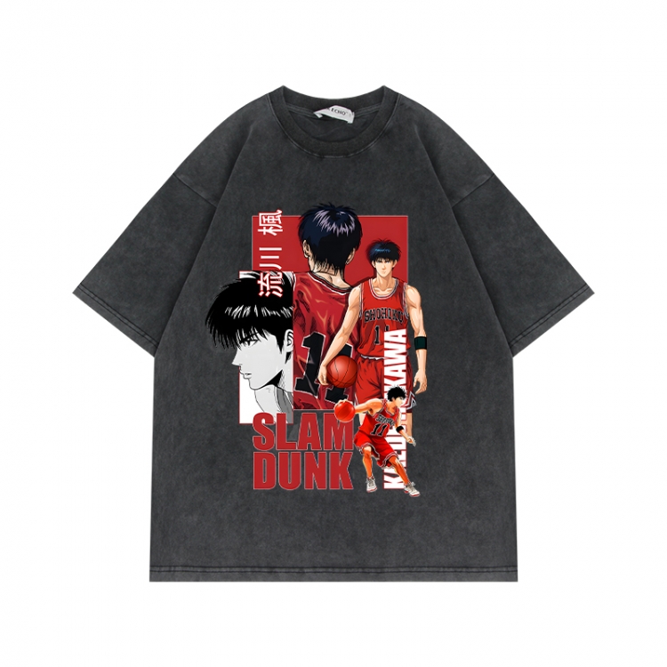 Slam Dunk Anime Surrounding Direct Spray Technology Colorful Wash Short Sleeve T-shirt from S to 2XL