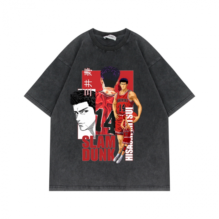 Slam Dunk Anime Surrounding Direct Spray Technology Colorful Wash Short Sleeve T-shirt from S to 2XL