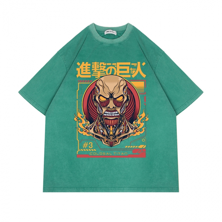 Shingeki no Kyojin Anime Surrounding Direct Spray Technology Colorful Wash Short Sleeve T-shirt from S to 2XL