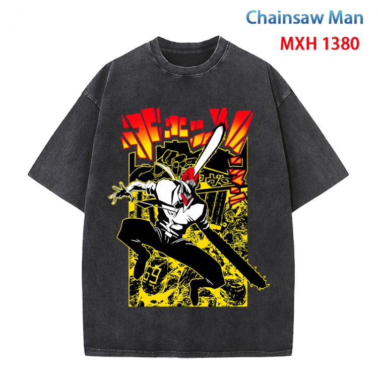 Chainsaw man Anime peripheral pure cotton washed and worn T-shirt from S to 4XL MXH 1380