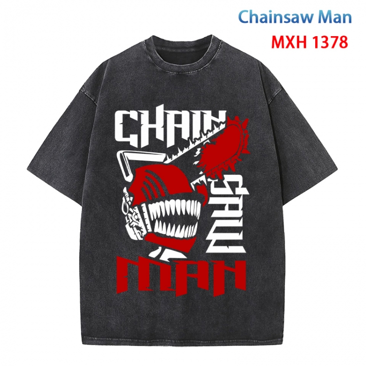 Chainsaw man Anime peripheral pure cotton washed and worn T-shirt from S to 4XL MXH 1378