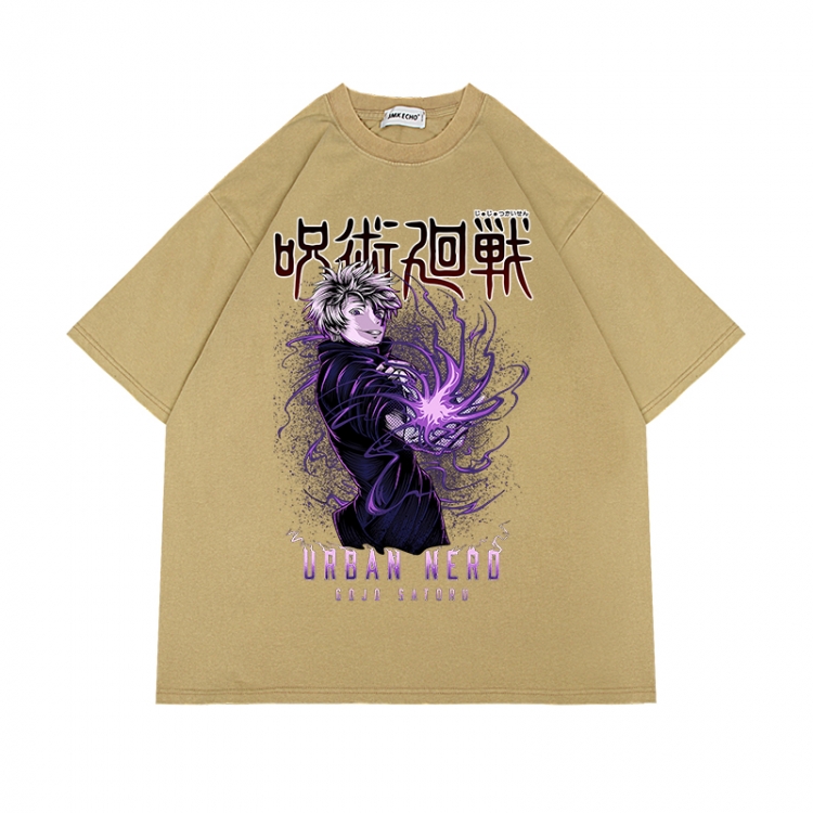 Jujutsu Kaisen Anime Surrounding Direct Spray Technology Colorful Wash Short Sleeve T-shirt from S to 2XL