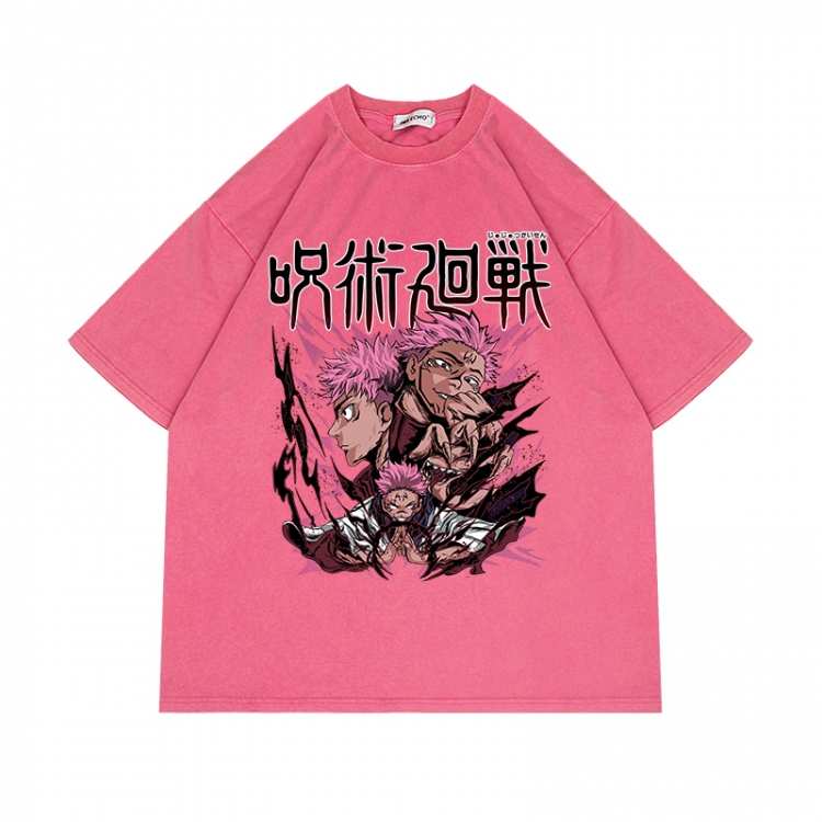 Jujutsu Kaisen Anime Surrounding Direct Spray Technology Colorful Wash Short Sleeve T-shirt from S to 2XL