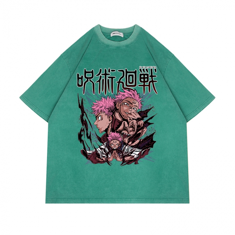 Jujutsu Kaisen Anime Surrounding Direct Spray Technology Colorful Wash Short Sleeve T-shirt from S to 2XL