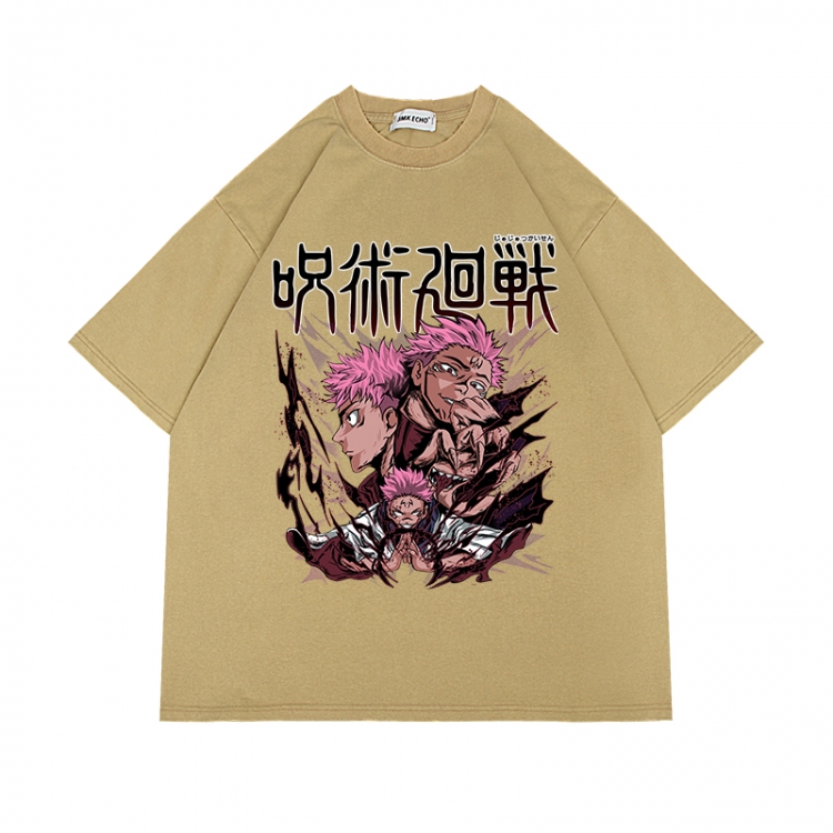 Jujutsu Kaisen Anime Surrounding Direct Spray Technology Colorful Wash Short Sleeve T-shirt from S to 2XL