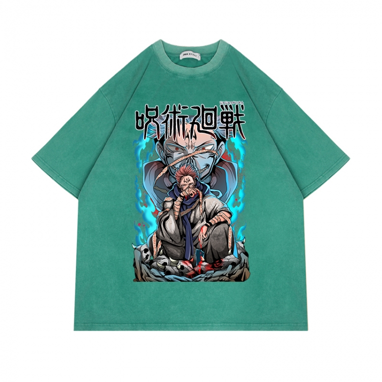 Jujutsu Kaisen Anime Surrounding Direct Spray Technology Colorful Wash Short Sleeve T-shirt from S to 2XL